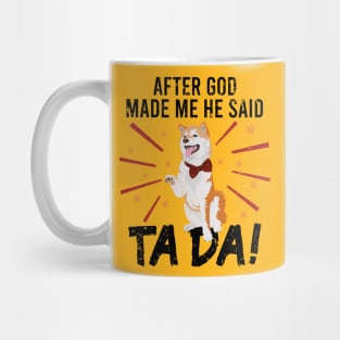 Ta~Da Funny Akita Inu Dog with Distressed TaDa Akita Paw Up Mug